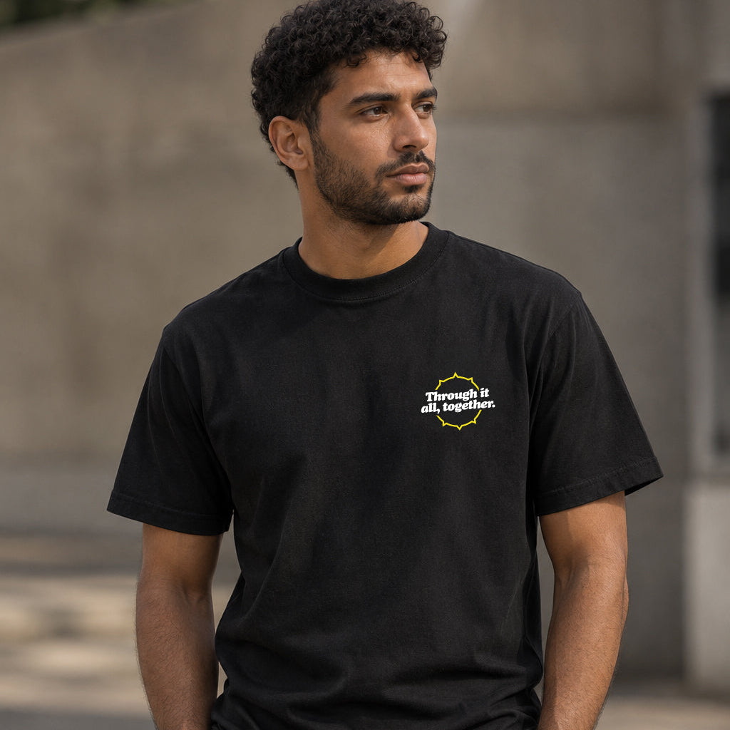 Black heavyweight T-shirt with small chest logo print