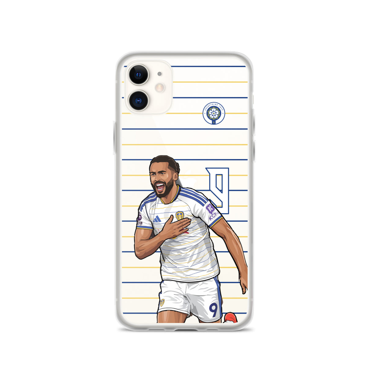 Clear iPhone case with Dominic Calvert-Lewin celebrating pose