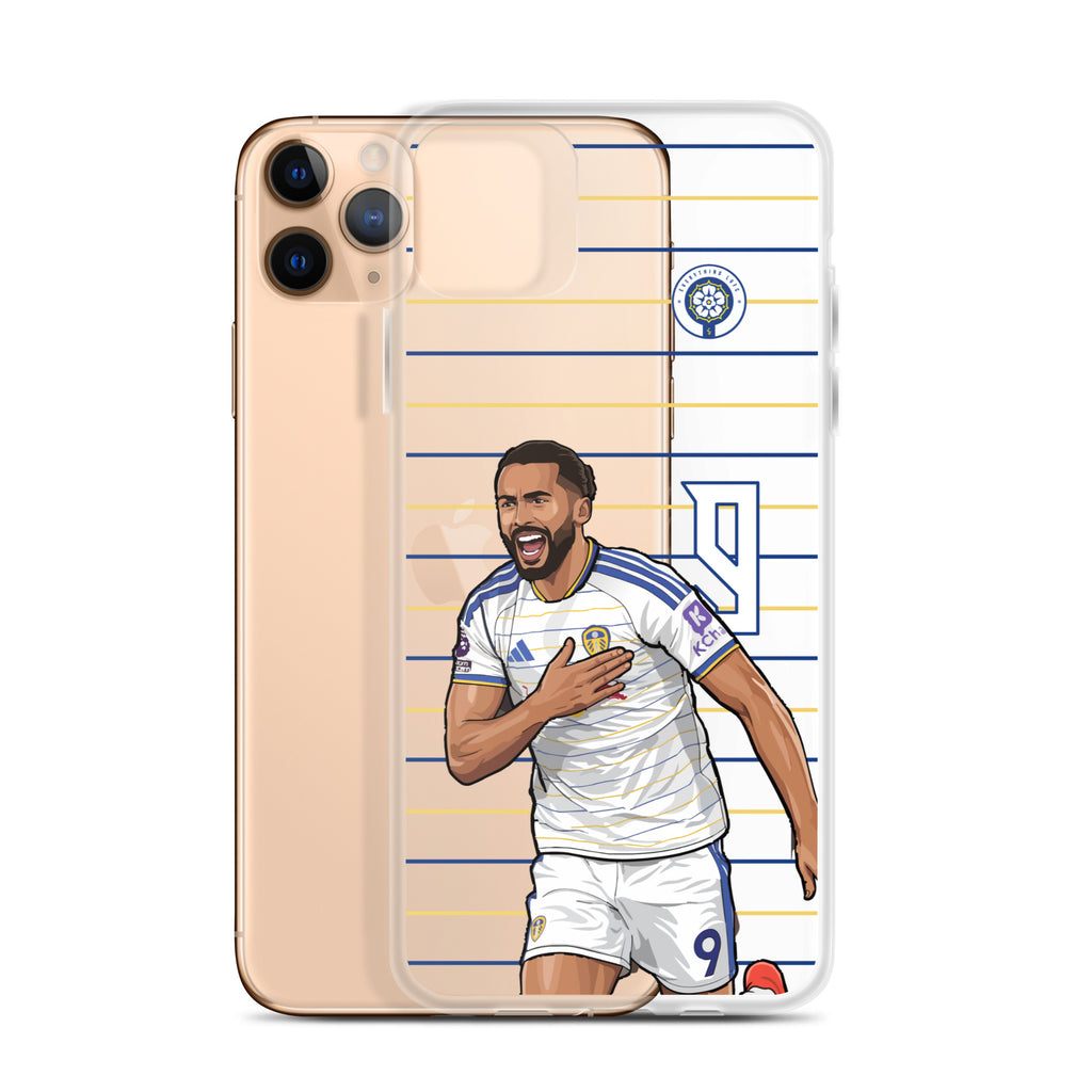 Clear iPhone case with Dominic Calvert-Lewin celebration design and crest