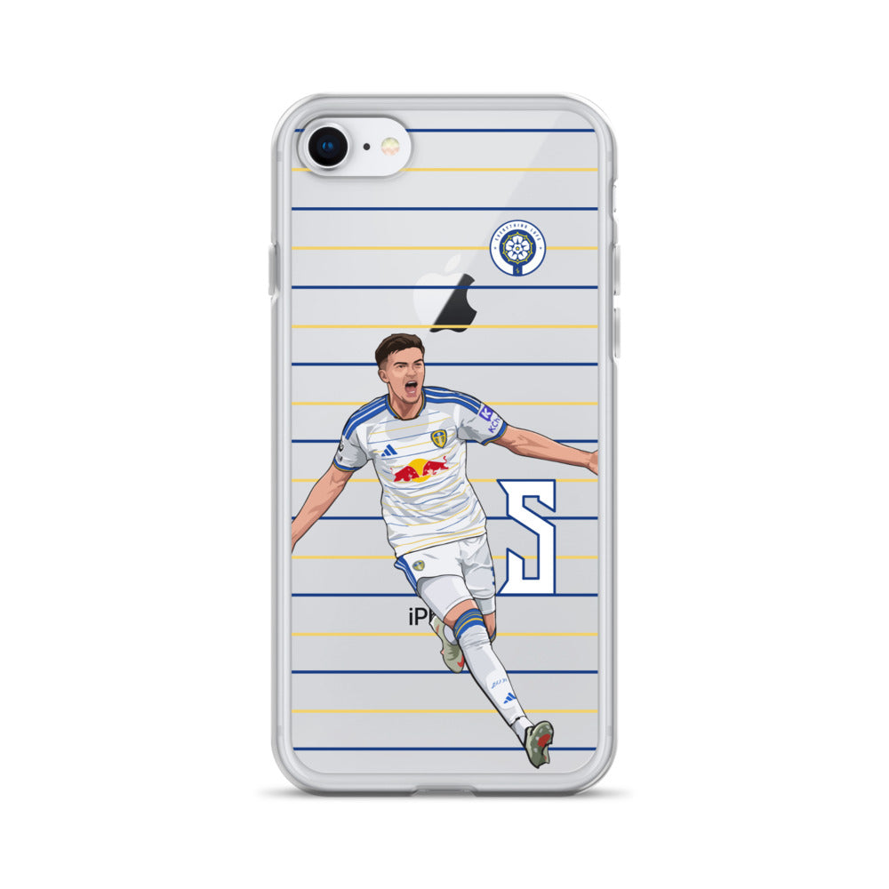 Clear iPhone case with Tarik Muharemović Leeds United celebration graphic