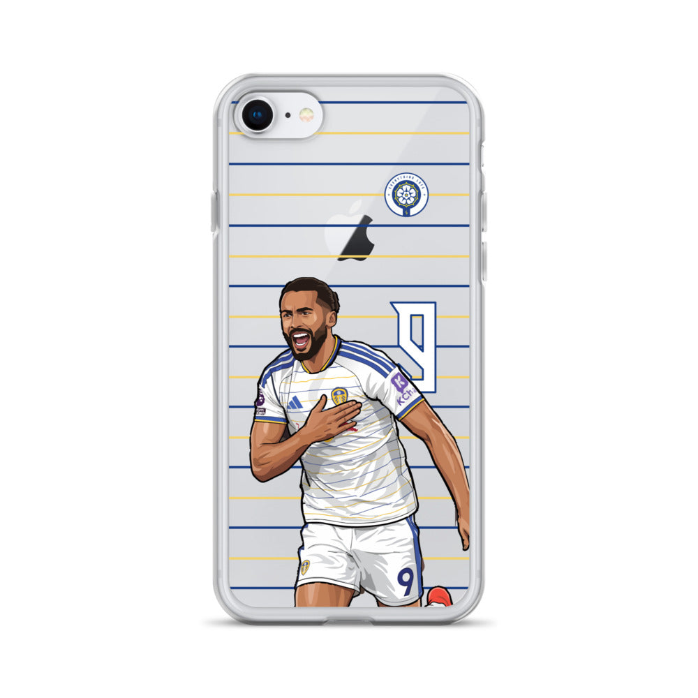 Front view clear iPhone case with Dominic Calvert-Lewin player artwork