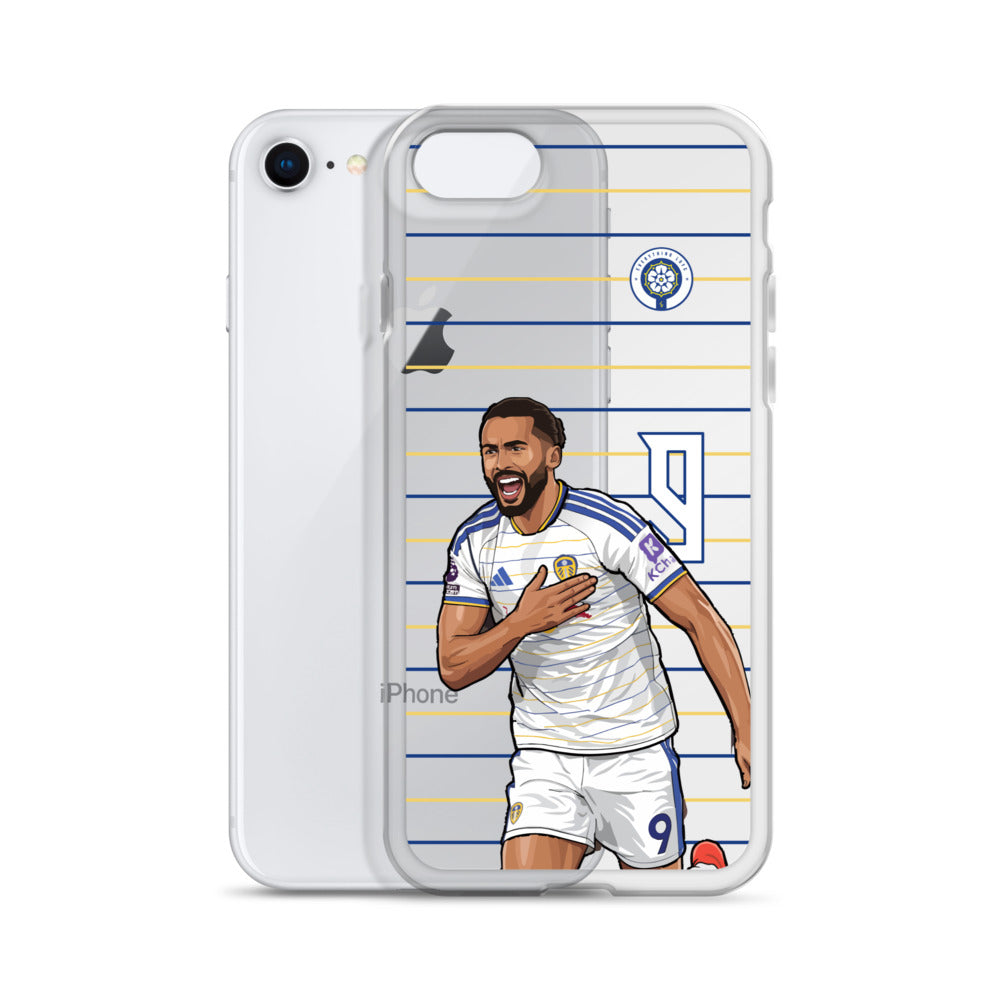 Clear hard iPhone case with Dominic Calvert-Lewin celebration graphic