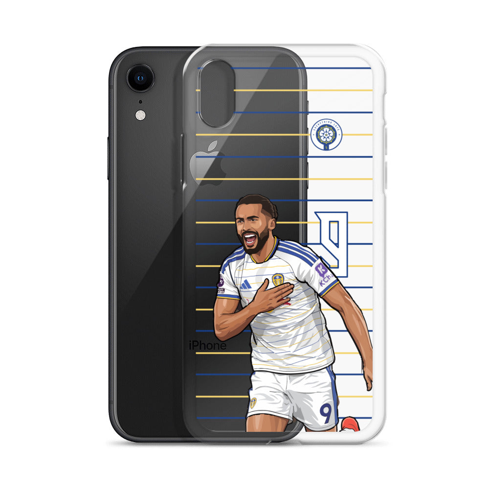Clear iPhone case with dark back panel and Dominic Calvert-Lewin celebration artwork