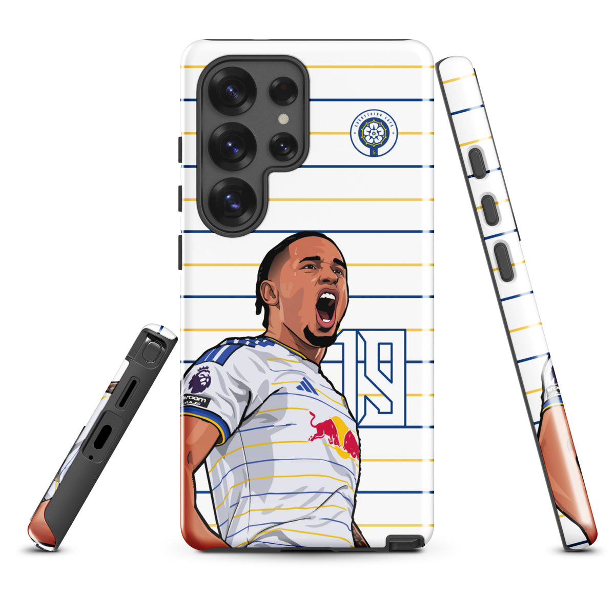 Tough Samsung phone case front with Okafor celebration graphic and camera cutouts