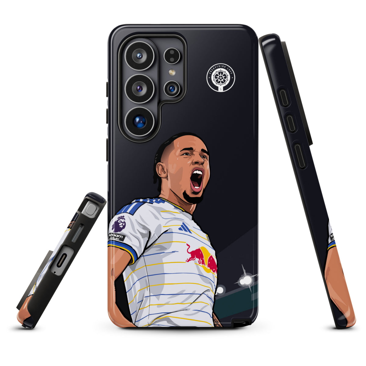 Black tough Samsung phone case with camera cutouts and Noah Okafor graphic