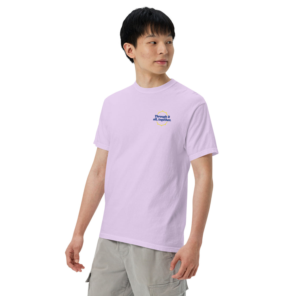 Purple heavyweight T-shirt with small front chest graphic print