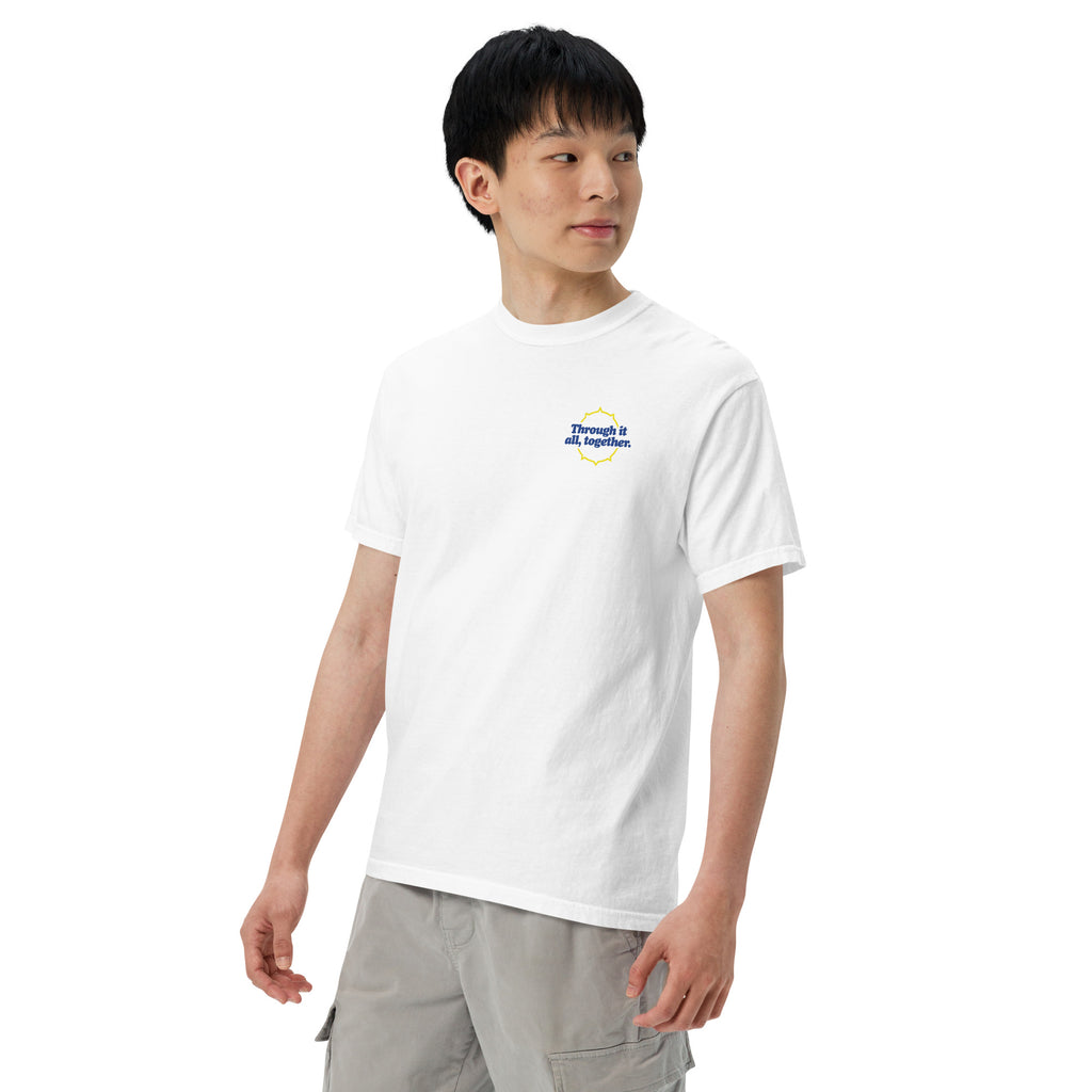 White heavyweight T-shirt with small chest logo print